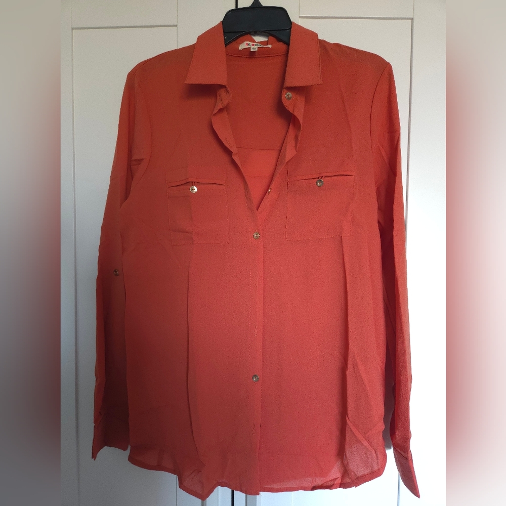 Orange Blouse - Size Small
